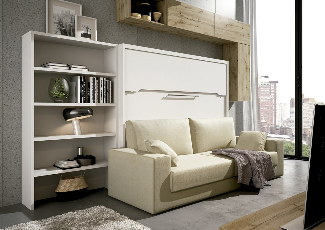 cama horizontal abatible con sofá